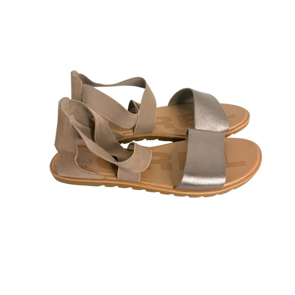 Sorel Ella II Flat Sandals in a metallic finish ash brown size 10 - Picture 5 of 6
